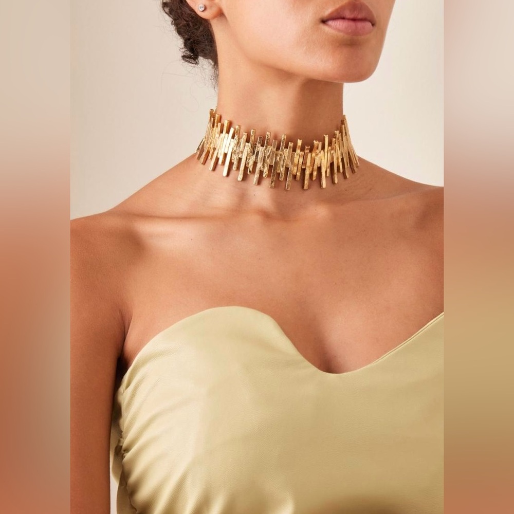 🌺🎉HP🎉🌺 NWT Cult Gaia Vita Choker Gold 🌟 RARE 🌟 - Picture 9 of 16